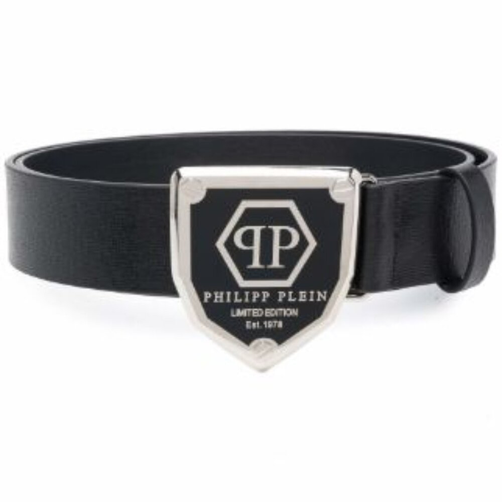 PHILIPP PLEIN Leather Belt Hexagon, Size 115